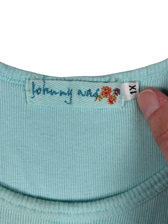 Johnny Was Ribbed Tank Top - Light Blue - 1X - Picture 7 of 8